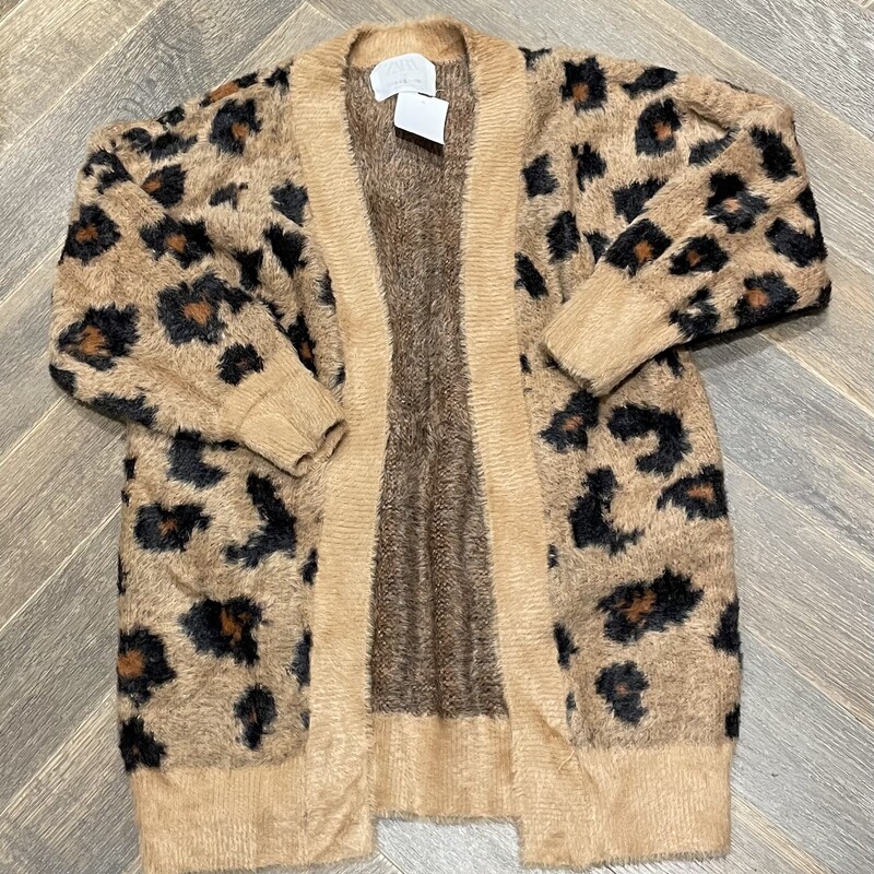 Zara Shawl Cardigan, Leopard, Size: 8-9Y