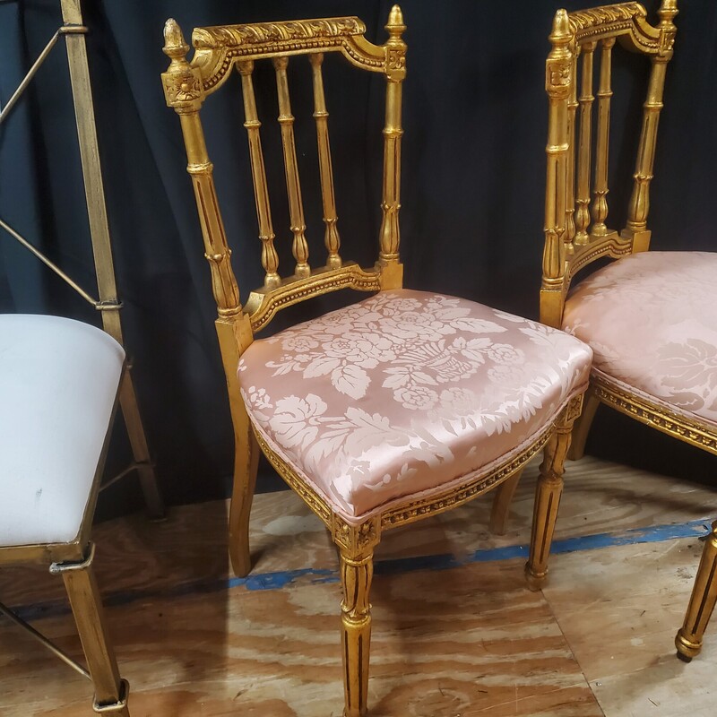Pair French Gilt Chairs, Gold, Size: 17W