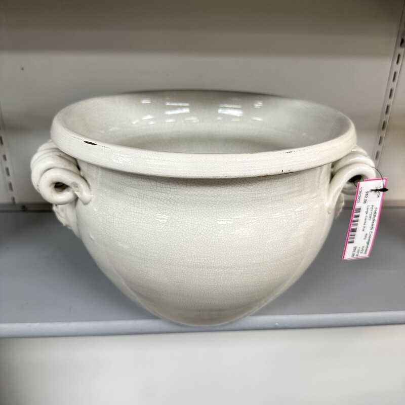 Large White Cache Pot, Made in Italy
Size: 8x9.5