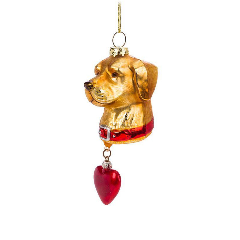 Brand New Golden Dog With Heart Decor