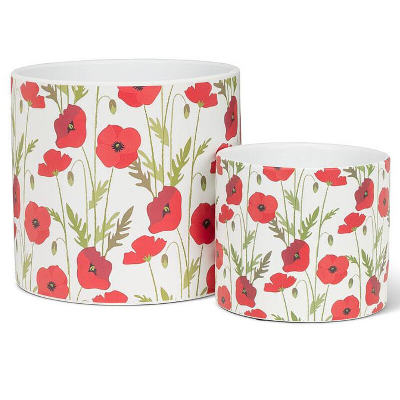 Brand New Small Poppy Planter, Red White Size: 4.5 D