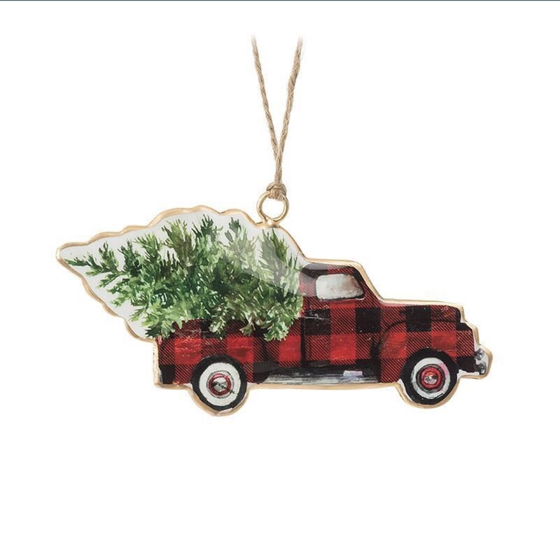 Brand New Metal Truck With Tree Decor