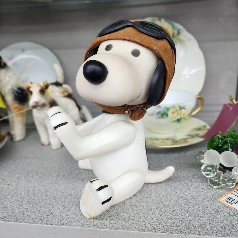 Vtg Snoopy Flying Ace, Rubber Toy, Size: 7 in. 1966