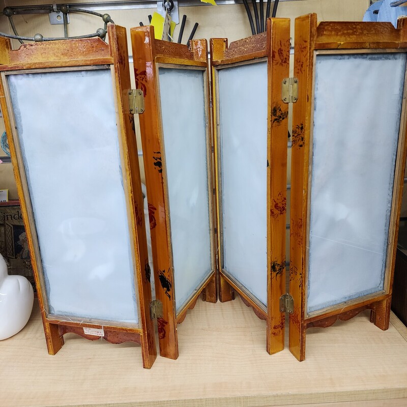 Asian Cork Screen, Folding, Size: Table Top, 4 Panel