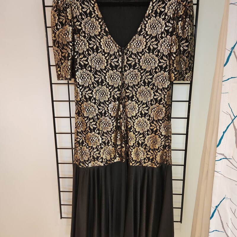 Nu Mode Dress, Blk/gold, Size: L