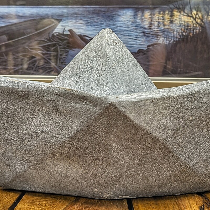 Stone Paper Boat Statue
Gray Blue Size: 19 x 9 x 8H
As Is - slight chipping in some places