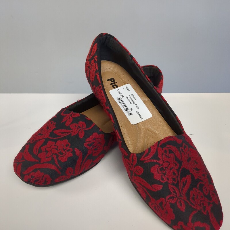 Picadilly Flats, Red/blk, Size: 36