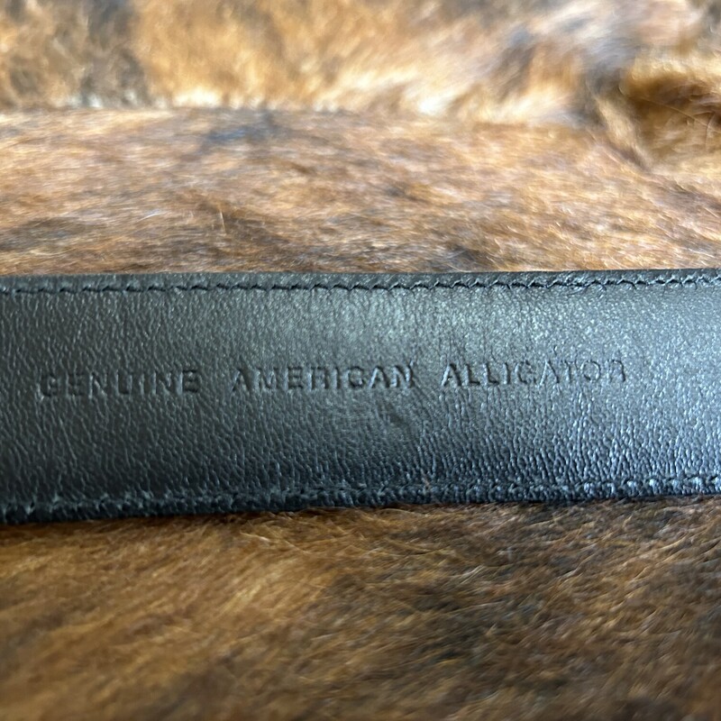 Ralph Lauren Genuine Alligator Belt. Black. Size: Lg D-ring buckle