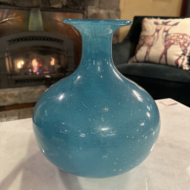 Teal Glass Vase - Short
