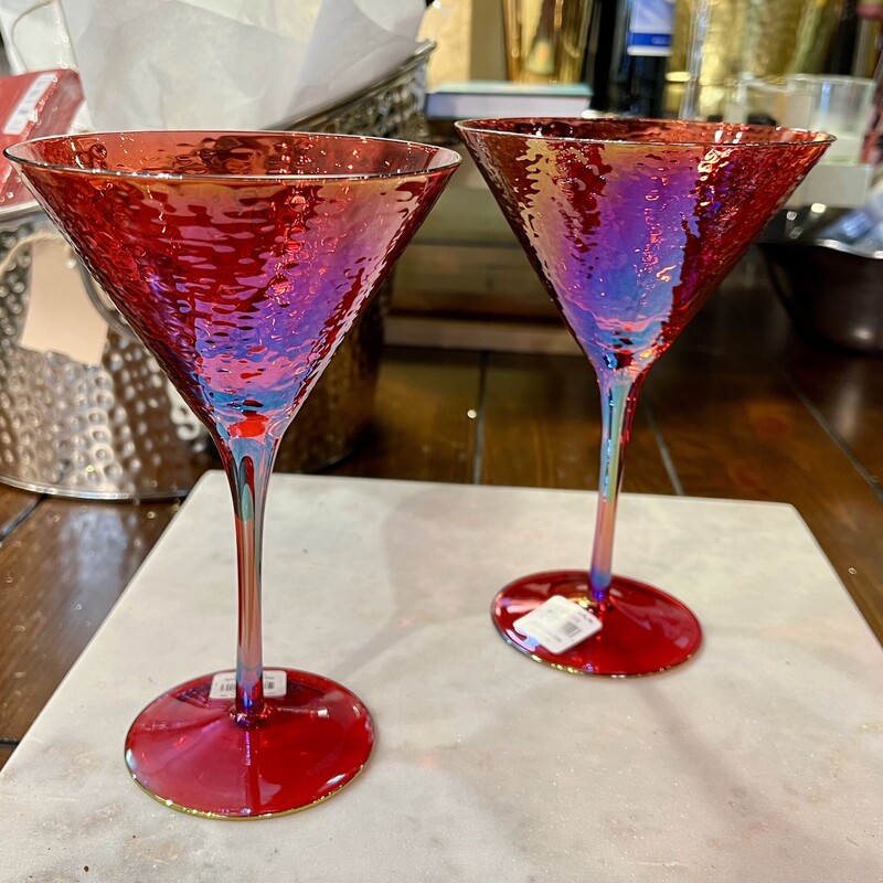 Red Martini Glasses, None, Size: Set Of 2