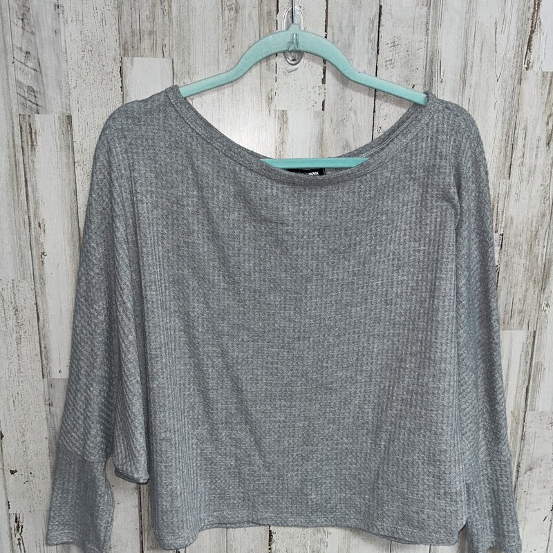 S Grey Waffle Knit Top