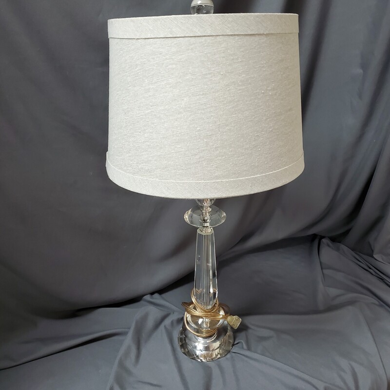 Crystal Lamp W Grey Shade, Size: 27H