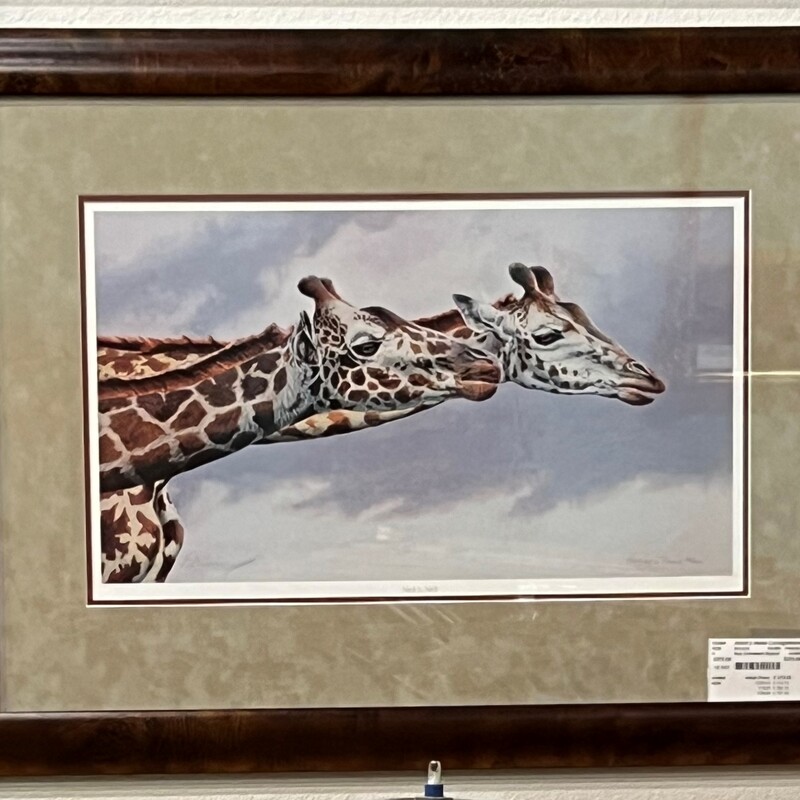 Two Giraffe In African, S/N, Framed