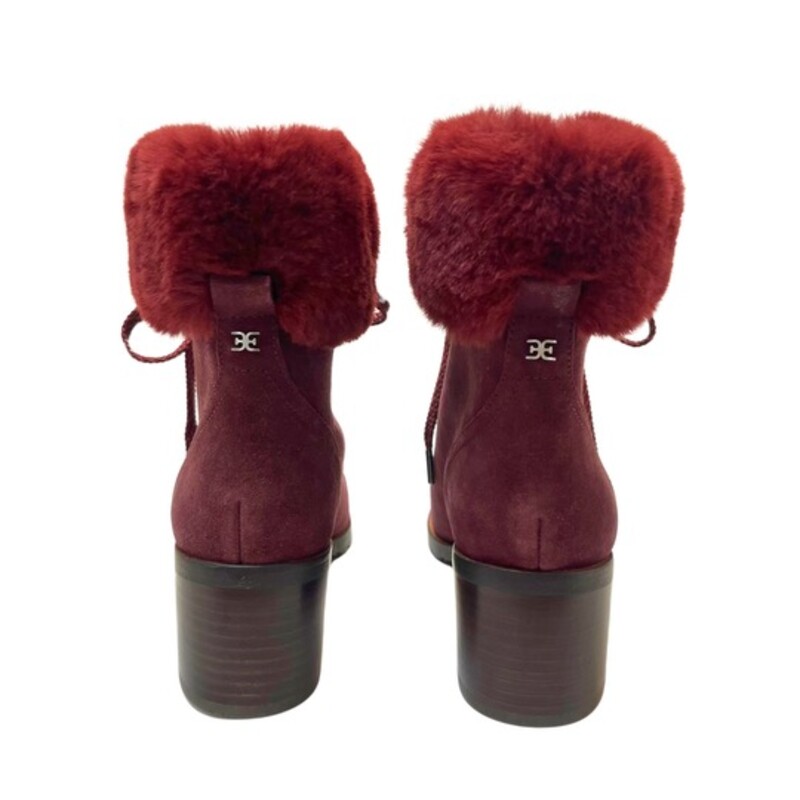 Sam Edelman Manchester Boots<br />
Leather and Faux Fur<br />
Color: Wine<br />
Size: 8.5