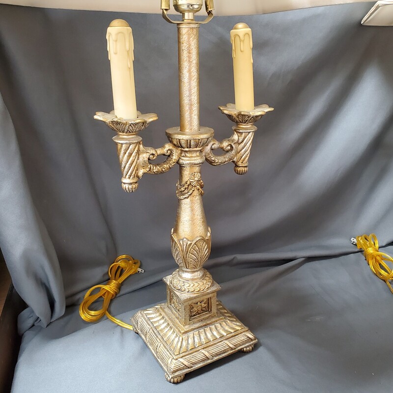 Pair Candelabra Lamps, Silver, Size: 31H