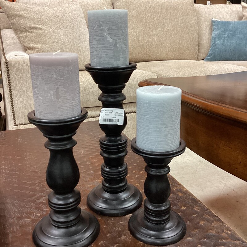 S/3 Candle Holders Black