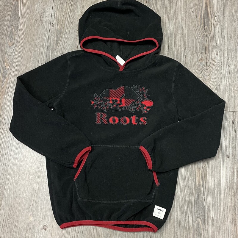 Roots Fleece Hoodie, Black, Size: 7-8Y