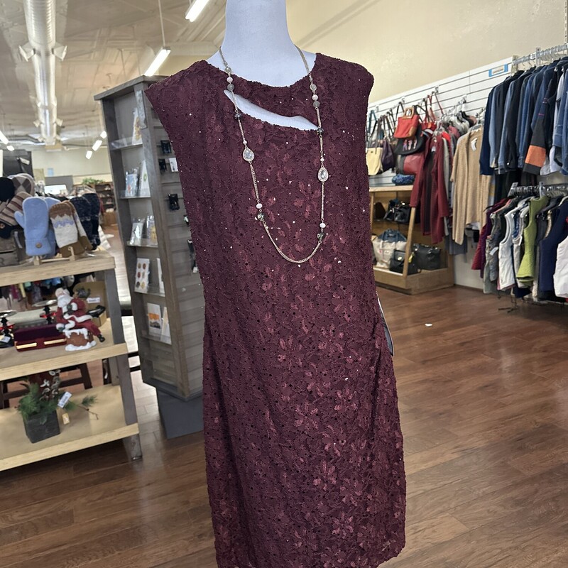 Connected Apparel Cocktail Maroon, lace dress, Size: 18W NWT