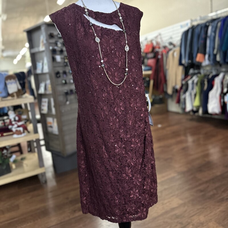 Connected Apparel Cocktail Maroon, lace dress, Size: 18W NWT