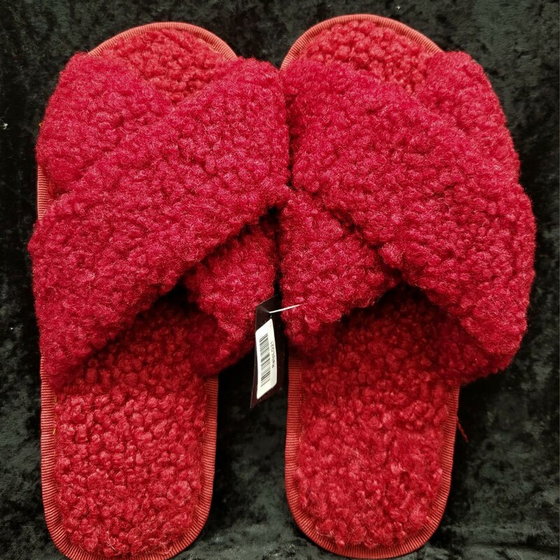 Brand New!! Hard Rubber Bottom Slippers, Red, Size: Os