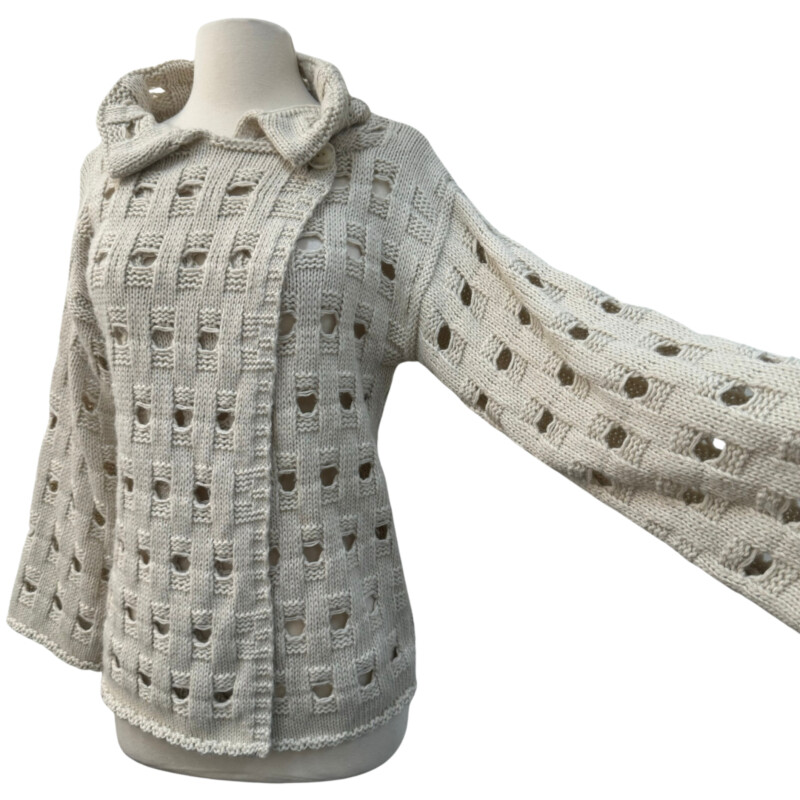 Fobya Knit Cardigan Made In Poland<br />
Wool Blend<br />
Great Open Knit Look<br />
Color: Oatmeal<br />
Size: Small