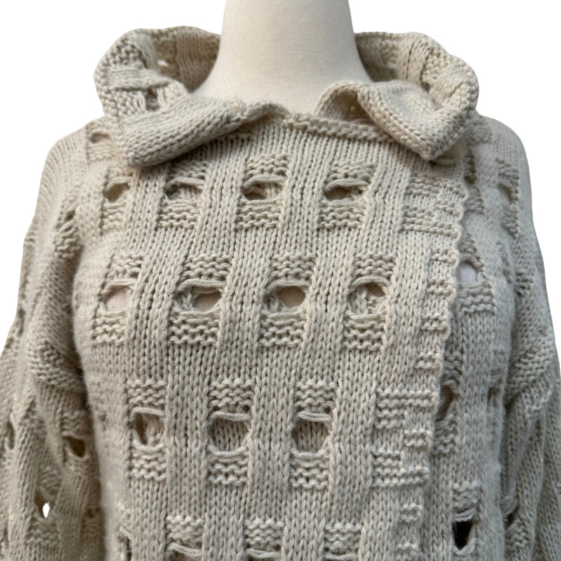 Fobya Knit Cardigan Made In Poland<br />
Wool Blend<br />
Great Open Knit Look<br />
Color: Oatmeal<br />
Size: Small