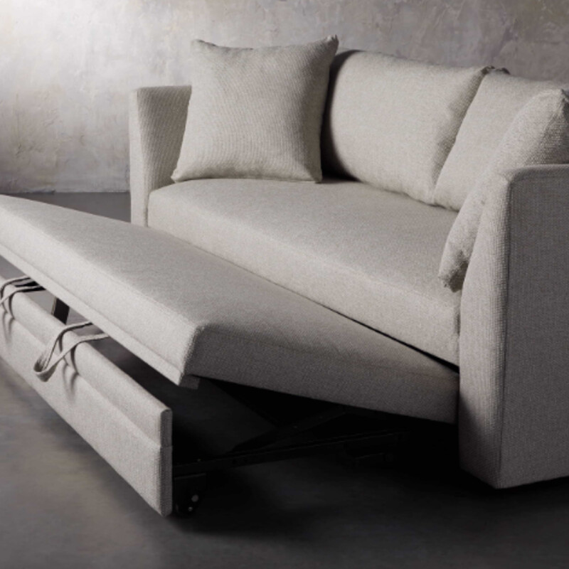 Arhaus Pavo Trundle Sofa
Gray Size: 92 x 36.5 x 36H
Trundle bed size: 79 x 31 x 10H
65 inches full depth with trundle open
Retails: $7199.00

Soft-yet-durable, our Pavo Collection boasts a modern, casual aesthetic defined by chic, angular frames. Craftsman-built by artisans in North Carolina, Pavo’s plush cushions are expertly upholstered in Performance Fabrics to withstand the stains and spills of everyday living.