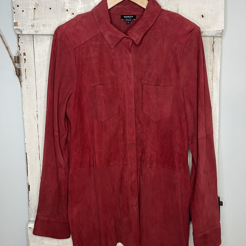 Suede Blouse Worth NY, Burgundy, Size: 12