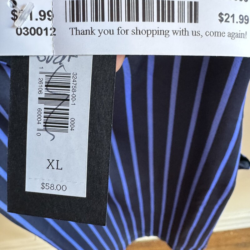NWT Banana Republic Tank, Blue/blk, Size: Xl<br />
all sales final<br />
free instore pick up within 7 days of purchase<br />
shipping available