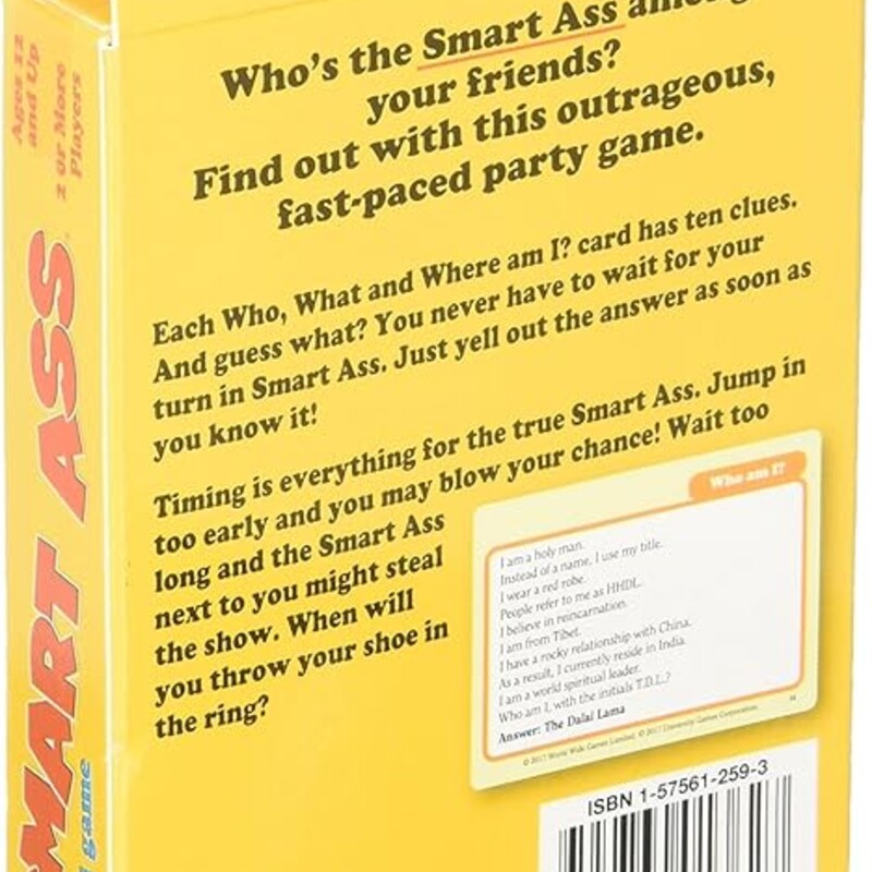 Smart Ass The Cad Game, Ages 12+, Size: Game
