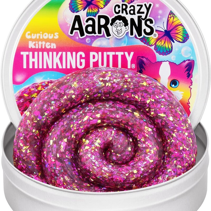 About this item
Clear putty with pink and yellow irregular shaped glitter pieces
Stretch it, bounce it, pop it, tear it, and sculpt it!
Never dries out!
Fun for ages 3+
Includes 1/5 lb (90 g) of Genuine Crazy Aaron's Thinking Putty
Manufactured in the USA with the finest materials from around the world
