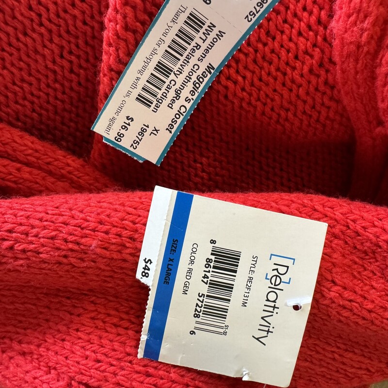 NWT Relativity Cardigan, Red, Size: XL<br />
All sales are final.<br />
Pickup from store with in 7 days of purchase or have delivered.