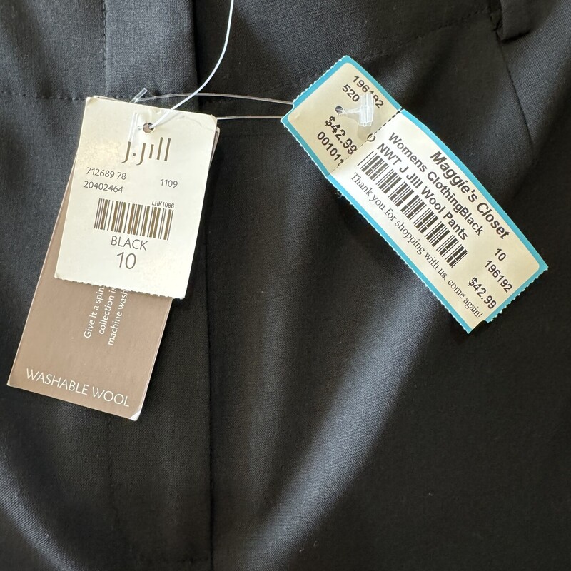 NWT J JIll Wool Pants, Black, Size: 10<br />
All Sales Final, No Returns<br />
Shipping Starts at $7.99<br />
In store PIck Up Free, Within 7 Days Of Purchase