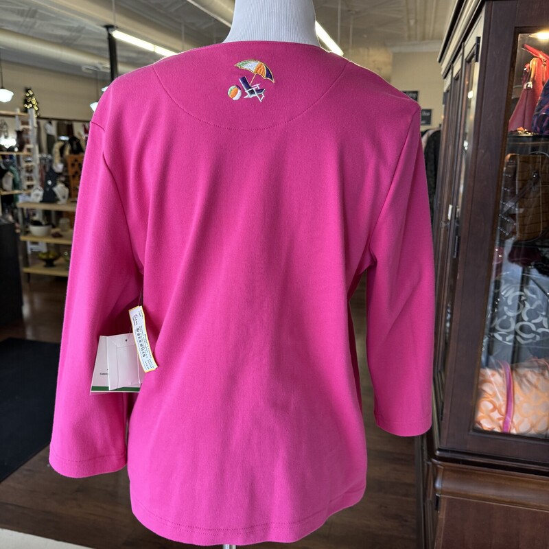 NWT Breckenridge Summer Activities Embroided Cardigan<br />
Color: Pink<br />
Size: L<br />
All sales are final, No returns<br />
Available for Shipping or In-Store pickup