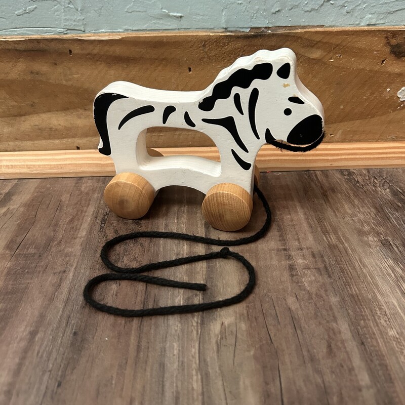 Hape Pull Along Zebra, White, Size: Wooden