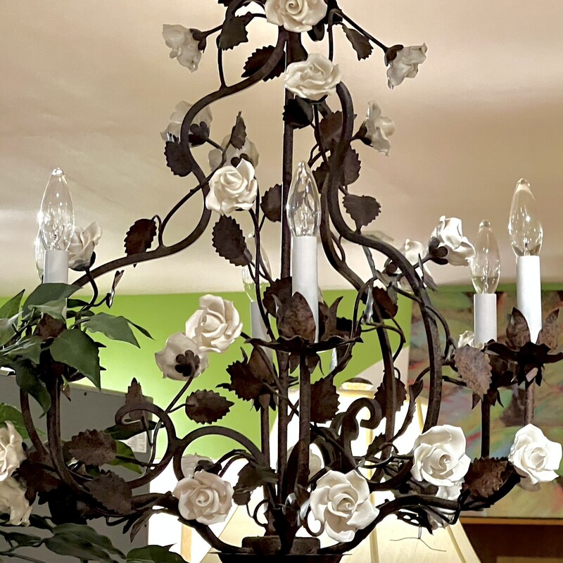 Chandelier Vintage French, Iron, Size: ~