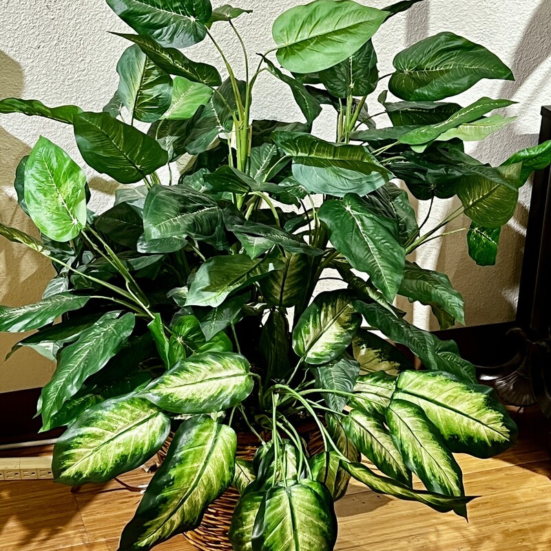 Plant Faux Basket, Green, Size: 36 H