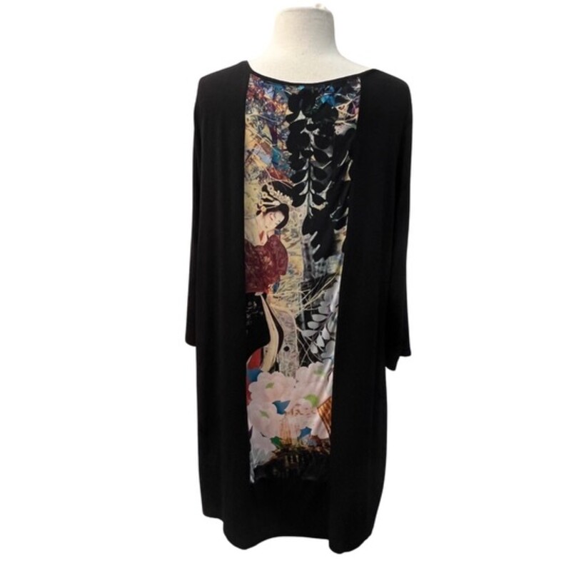 Olivia & Lea Dress<br />
Beautiful Japanese Print<br />
Black with Colorful Print<br />
Size: Large