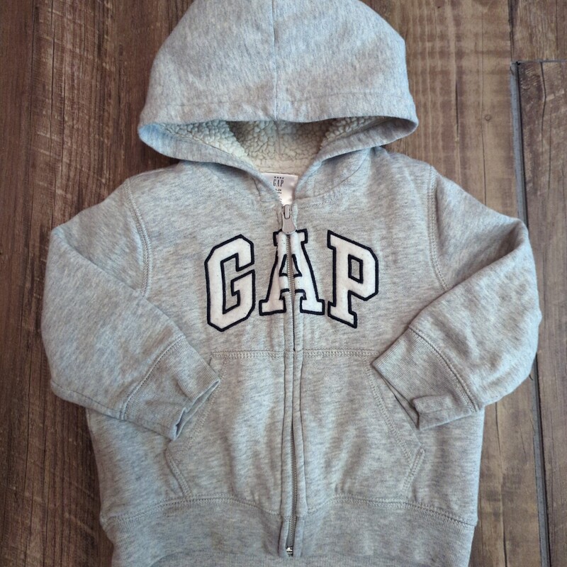 BabyGap Logo Lined Zip, Gray, Size: Baby 18-24