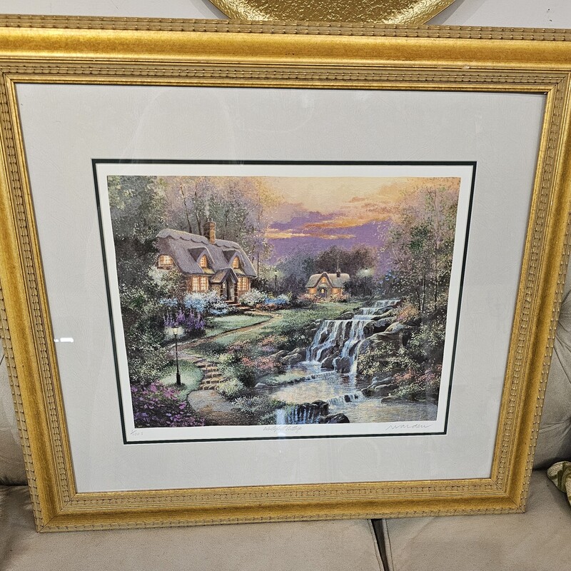 Waterfall Cottage Print
Gold Green Purple Size: 26 x 23H