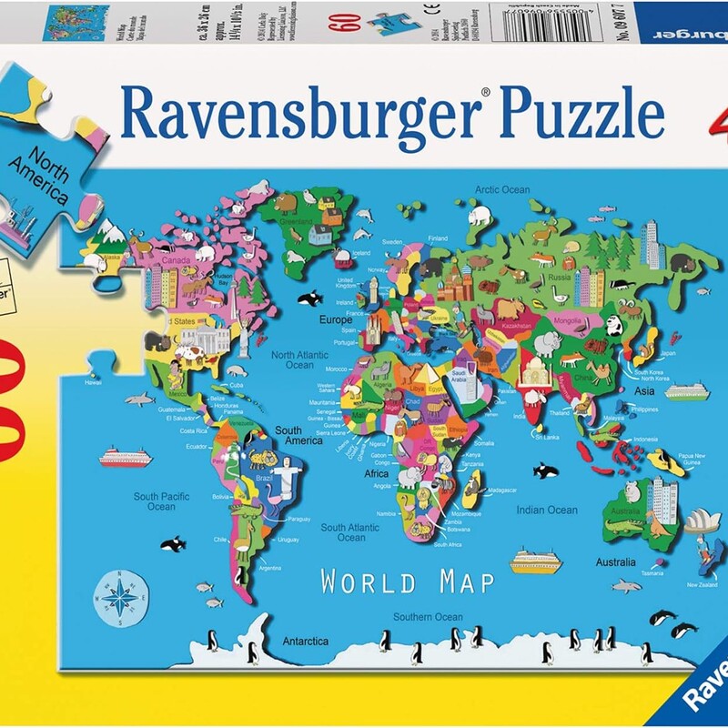 60pc Puzzle World Map, 4+, Size: Puzzle