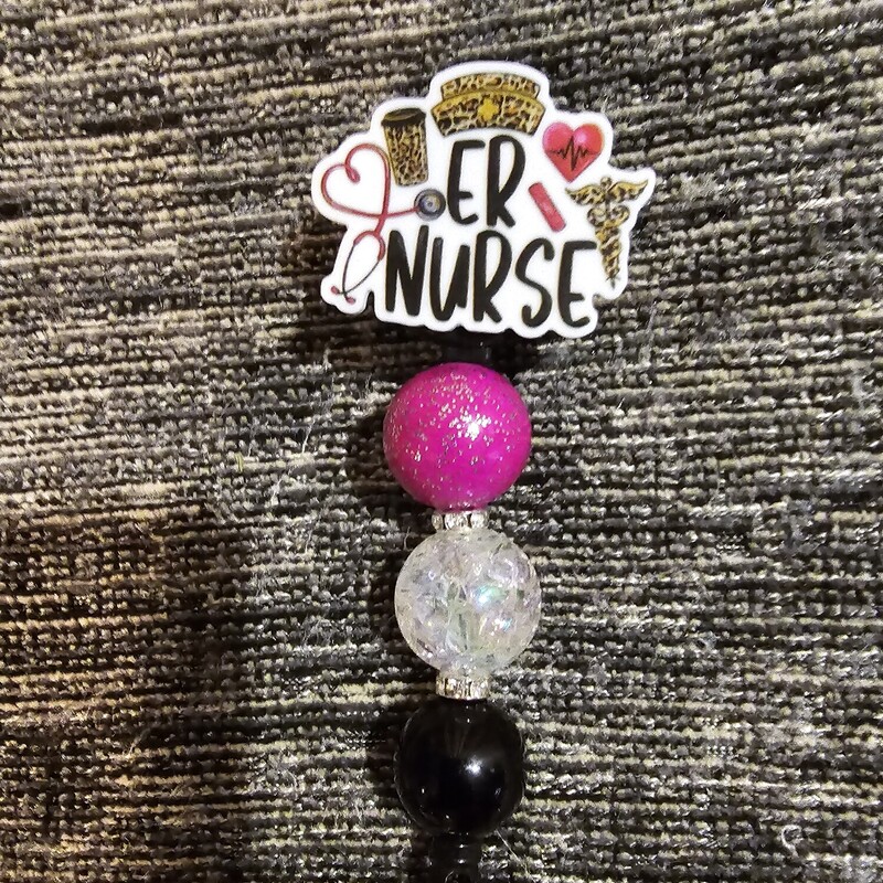 BADGE REEL E.R. NURSE, PINK/BLA