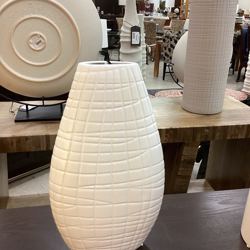 Square Lines Vase, White, WMC
15 in t