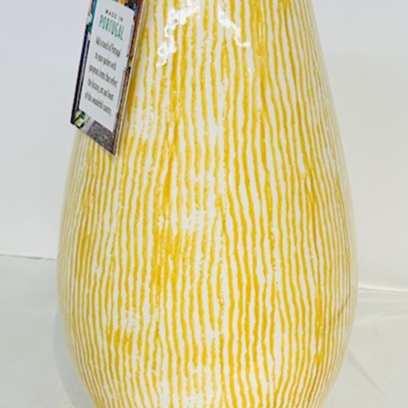 Striped Faiancas Ideal Vase from Portugal
Yellow White
Size: 7 x 12H