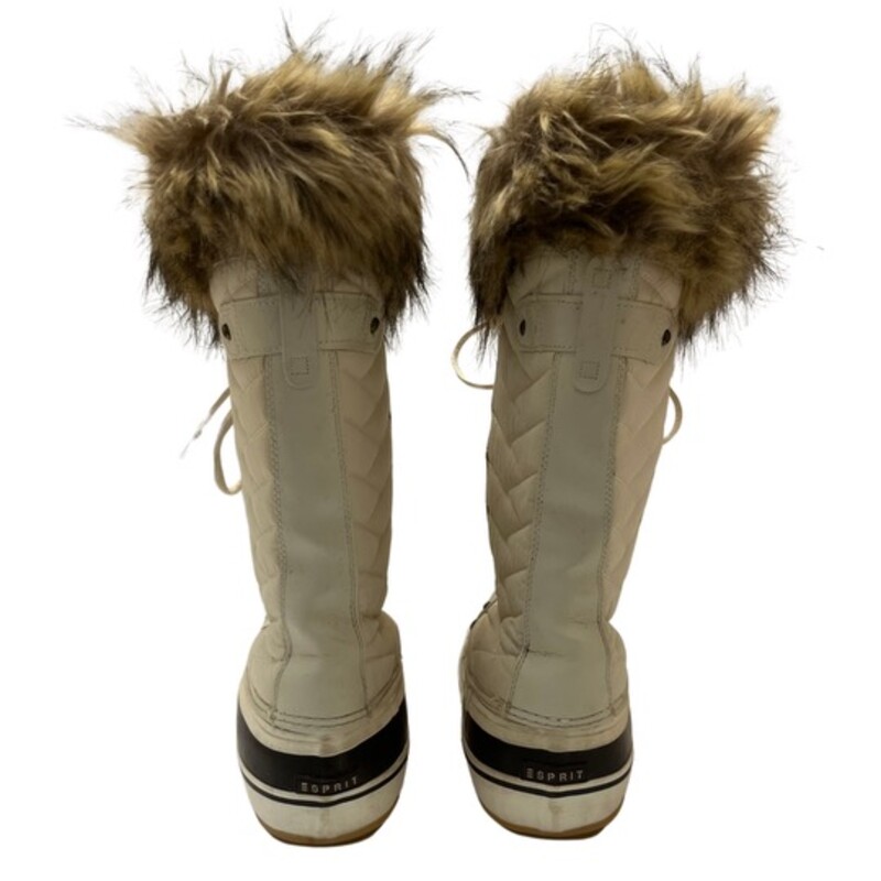 Esprit Evelyn Snow Boots
Water Resistant
Faux Fur Collar
Winter White with Brown Trim
Size: 9.5