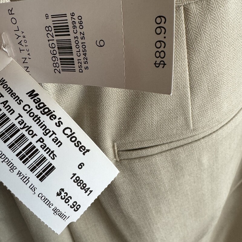 NWT Ann Taylor Pants, Tan, Size: 6
All sales final
Shipping Available
Free in store pickup within 7 days of purchase