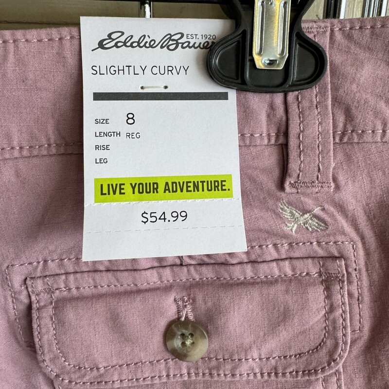New Eddie Bauer Capris<br />
Color: Pink<br />
Size: 8Med<br />
In Store Pick Up Within 7 Days Or Can Be Shipped<br />
Shipping Fees Apply. All Sales Final No returns