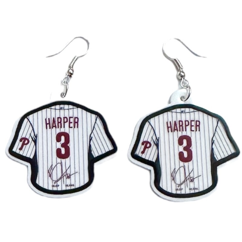 Phillies Harper Jersey

BEFORE BUYING, PLEASE READ THIS ENTIRELY:


Earrings are made from plastic material (very light and comfortable) and with hypoallergenic wires. We have both gold and silver but will default to silver when shipping out to you. If you want gold, PLEASE EMAIL US AND LET US KNOW IN ADVANCE.  :)


Earrings measure approximately 1.5” not including the wires, please allow +/- 0.5cm variances (pairs will always be the same size). Colors may look slightly different due to your monitor or phone screen.


For earrings only: shipping is $6 regardless if you buy 1 pair or 20 pairs. Grab extras as gifts for coworkers, friends, and family! ***Automatic shipping calculations are set and we cannot change it for just the earrings, so you’ll receive a refund for the difference in shipping charges.

PLEASE ALLOW AT LEAST 1 WEEK FOR SHIPPING. THANK YOU FOR SHOPPING SMALL, WE APPRECIATE IT!