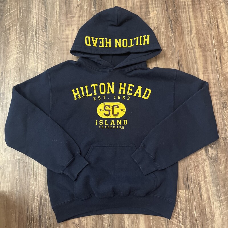 Hiltonhead SC Fleece Hood, Navy, Size: Youth M
