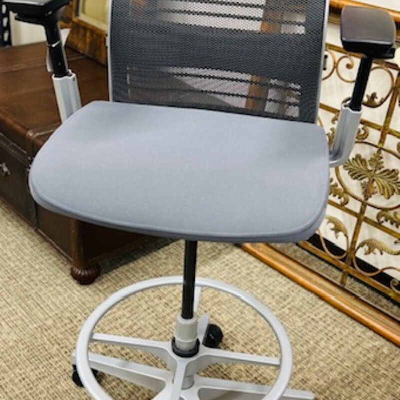 Steelcase Adjustable Think Drafting Stool Desk Chair
Silver Gray Black
Retails: $1500+
Overall Size: 25 x 18 x 53H
Just seat: 19 x 17D
Floor to seat entire height: 33H
Floor to seat lowest point: 24H

LiveBack System boasts 15 uniquely-shaped linked flexors that automatically adjust to your body
Cored seat foam pockets use adaptive bolstering technology to fit to you
Tension-adjustable, weight-activated mechanism includes a synchro-tilt function
Flexible front seat edge minimizes leg pressure and encourages better circulation
Built-in dual-energy lumbar support
Dynamic armrests
Foot ring is height-adjustable